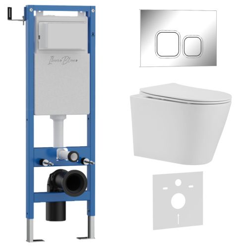 Комплект унитаз с инталляцией и клавишей смыва Iberica Blanca BURGOS ALTO IB.001M.BRA.231.833