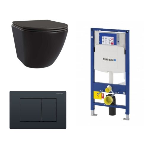 Сет унитаз + инсталляция + кнопка 111.300.00.5+FP.310.DW.01+AM25010 Nero