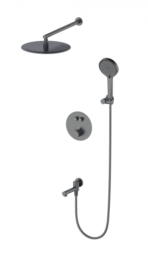 Душевая система Wonzon & Woghand WW-88929010-BGM встраиваемая в стену цвет серый с термостатом