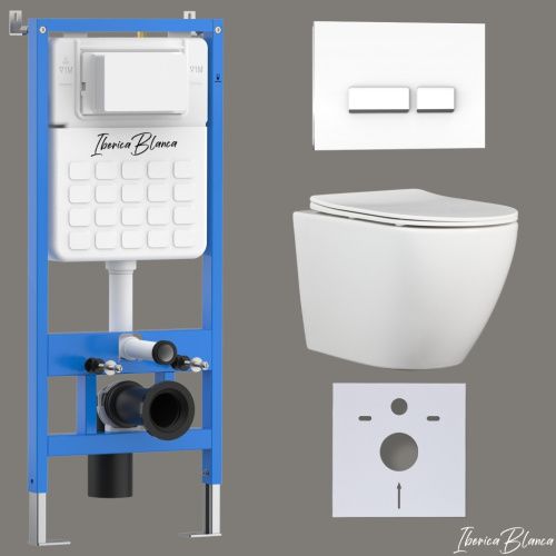 Комплект унитаз с инталляцией и клавишей смыва Iberica Blanca BILBAO ALTO IB001.BLA.231.2210
