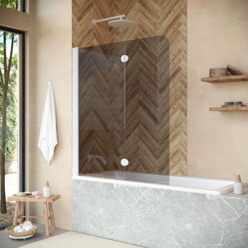 Душевая шторка на ванну Vegas-Glass E2V+E2V NOVO E2V NOVO 120 01 07 L 120х140 стекло тонированное профиль белый ориентация левая