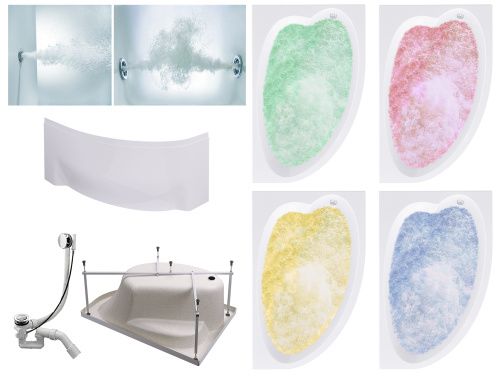 Ванна акриловая гидромассажная Timo IVA IVA1610R-KTIVA16-SPV1505-T-CM-T-BM-T-CT-FPIVA16R 160х100 пристенная асимметричная с каркасом