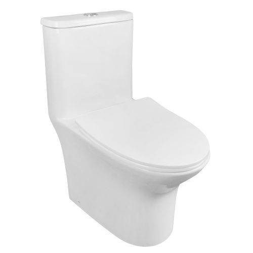 Унитаз напольный с бачком Azario Sente AZ-8614 белый с сиденьем микролифт безободковый каскадный смыв