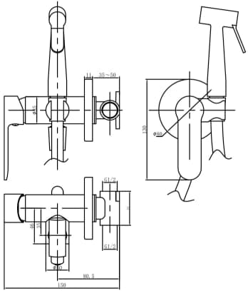 Гигиенический душ со смесителем Aquanet Passion AF300-52B черный - фото 2