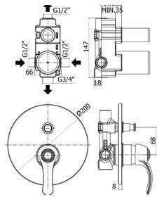 Смеситель для душа Paffoni Giorgia GI015CR встраиваемый в стену хром - фото 2