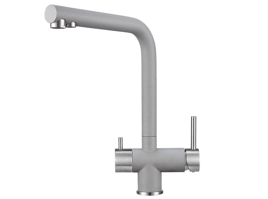 Смеситель для кухни Granula 2305, АЛЮМИНИУМ на мойку серый
