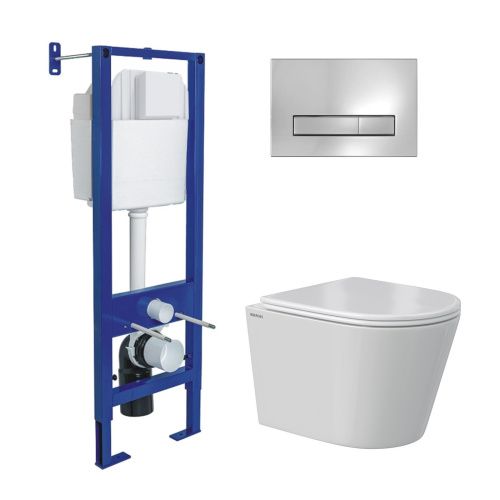 Комплект унитаз с инталляцией и клавишей смыва Berges АТОМ Line 043381