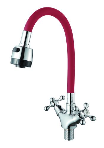 Смеситель для кухни D-Lin D153810-4T на мойку хром/красный