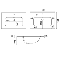 Тумба с раковиной La Fenice SIMPLA TWIN NFNC-01-SIM-C-60-2-3-60 60х50 подвесная цвет бежевый - фото 3