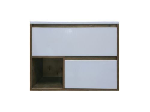 Тумба с раковиной Эстет Monaco Wood ФР-00010675 80х50 подвесная цвет белый/коричневый