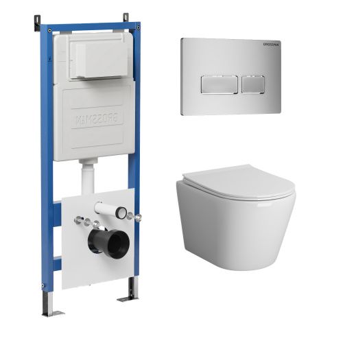 Инсталляция + кнопка смыва + унитаз Grossman Pragma 97.4478BMS.03.110