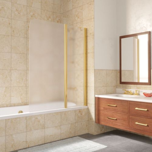 Душевая шторка на ванну Vegas-Glass E2V LUX ST E2V LUX ST 115 09 10 R 115х150 стекло матовое профиль золото ориентация правая