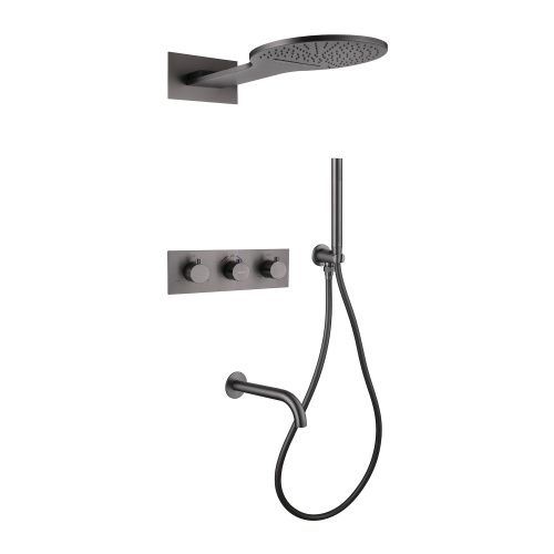 Душевая система Abber AF8150NG встраиваемая в стену цвет серый с термостатом