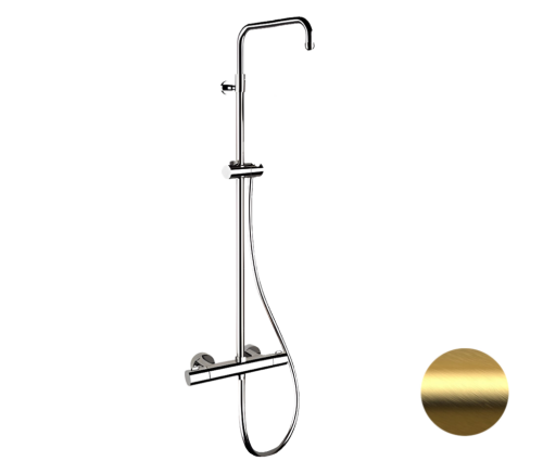 Душевая стойка Remer Elegance EQ32ASSDBG настенная цвет золото с термостатом