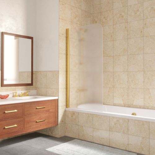 Душевая шторка на ванну Vegas-Glass EV LUX EV LUX 60 09 10 L 60х150 стекло матовое профиль золото ориентация левая