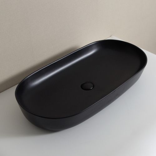 Раковина из сантехнического фаянса CeramaLux 78327-1MB 60х40 подвесная цвет черный без отверстий под смеситель