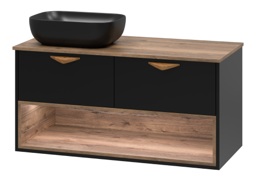 Тумба под раковину Brevita Bergen BER-07105-19-02-2Я 110х50 подвесная цвет черный