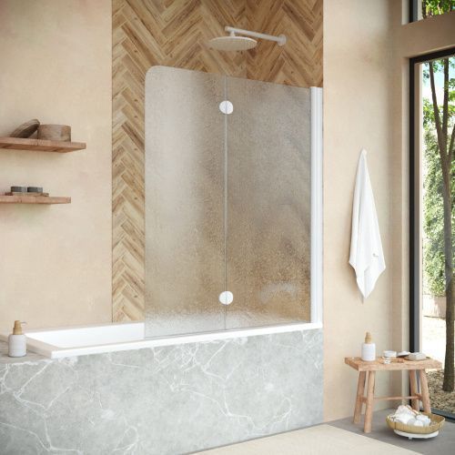 Душевая шторка на ванну Vegas-Glass E2V+E2V NOVO E2V NOVO 120 01 02 R 120х140 стекло рифленое профиль белый ориентация правая