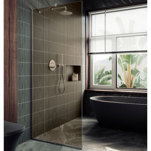 Душевая перегородка Maybah Glass MGD-702-5у 70х195 стекло тонированное профиль хром