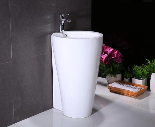 Раковина из сантехнического фаянса CeramaLux B134B 50х50 напольная цвет белый 1 отверстие под смеситель