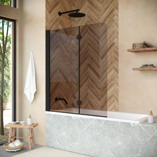 Душевая шторка на ванну Vegas-Glass E2V+E2V NOVO E2V NOVO 120 02М 05 L 120х140 стекло тонированное профиль черный ориентация левая