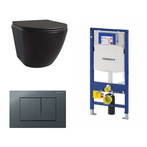 Сет унитаз + инсталляция + кнопка 111.300.00.5+FP.310.GRP.01+AM25010 Nero