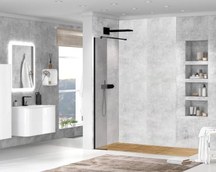 Душевая перегородка Cezares LIBERTA LIBERTA-L-1-25-GR-NERO 25х195 стекло тонированное профиль черный