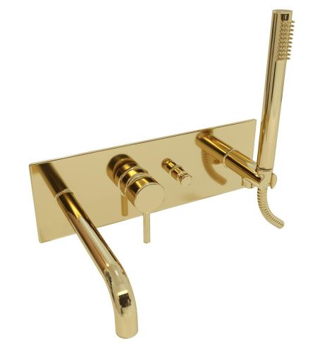 Смеситель для ванны с душем Paffoni Light LIG001HG встраиваемый в стену золото