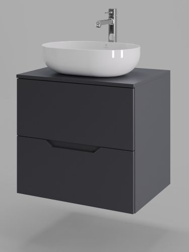 Тумба с раковиной Orange Line Li-60TugMDF+B05-480W 60х50 подвесная цвет черный