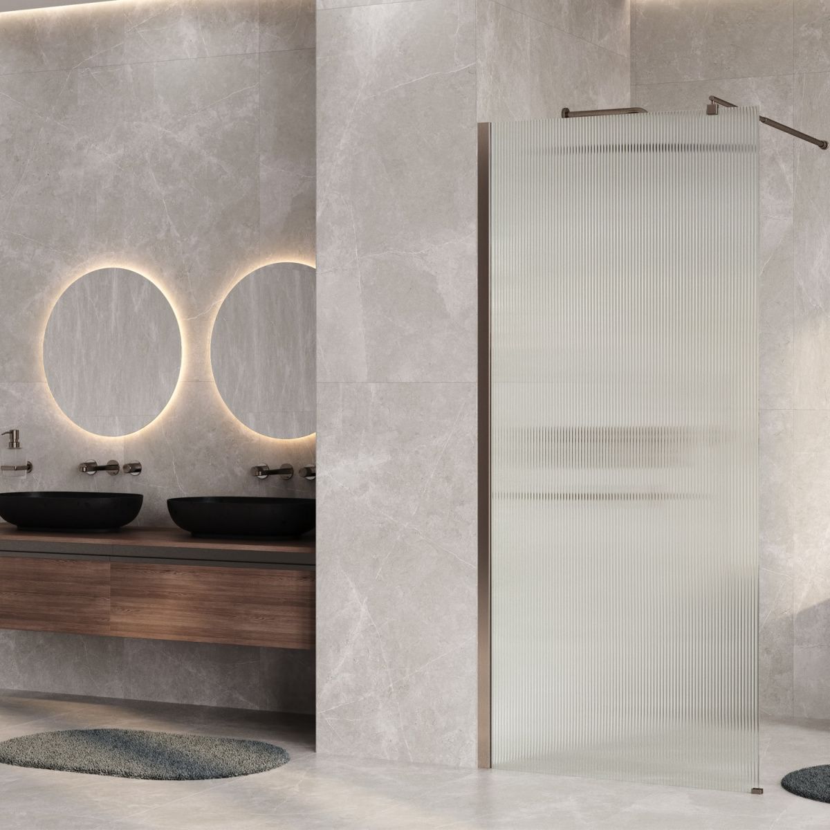 Душевая перегородка Wasserkraft Rur 30W 30W44BN-FL 100х200 стекло рифленое профиль никель