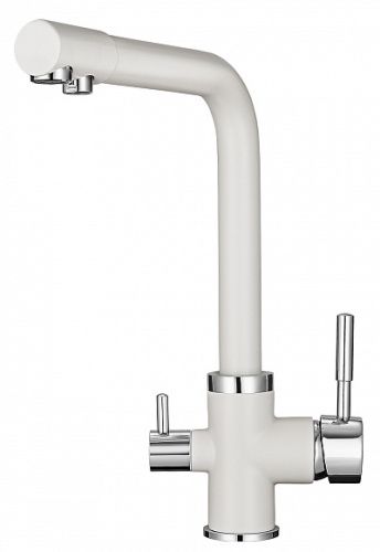 Смеситель для кухни Granula 2015 Арктик+АКС-002 на мойку белый