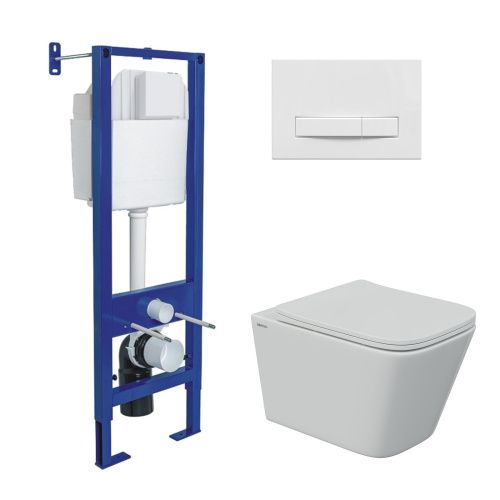 Комплект унитаз с инталляцией и клавишей смыва Berges АТОМ Line 043346