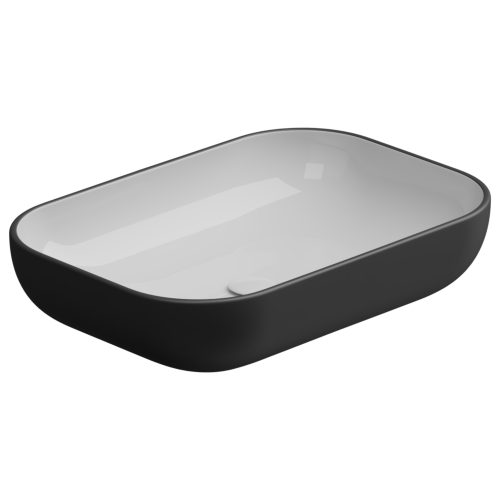 Раковина керамическая GSG Ceramic Design Easy EALAVRE60BI000/003 60х40 накладная цвет белый/черный без отверстий под смеситель