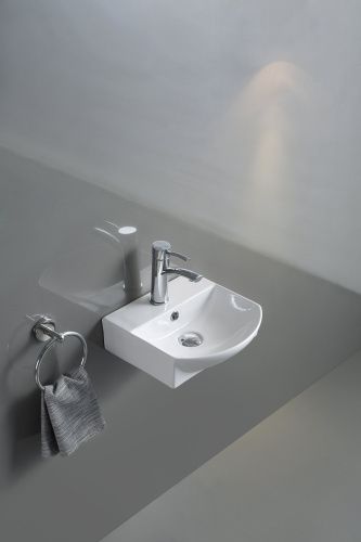 Раковина из сантехнического фаянса CeramaLux 78014B 40х40 подвесная цвет белый 1 отверстие под смеситель