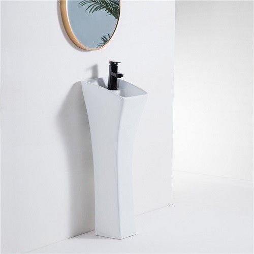 Раковина из сантехнического фаянса CeramaLux M9012 30х30 напольная цвет белый 1 отверстие под смеситель - фото 5