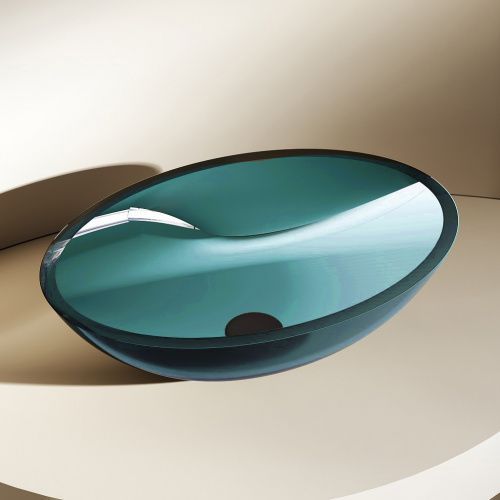 Раковина из полиэфирной смолы Abber KRISTALL AT2802Aquamarin 50х40 накладная цвет зеленый без отверстий под смеситель