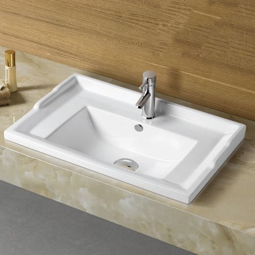 Раковина из сантехнического фарфора Melana F60-805 60х50 накладная цвет белый 1 отверстие под смеситель