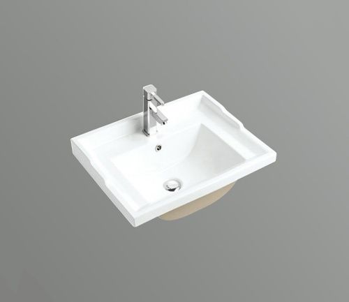 Раковина из сантехнического фаянса CeramaLux 840-60 60х50 встраиваемая цвет белый 1 отверстие под смеситель