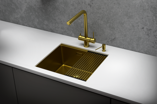 Кухонная мойка Granula Kitchen Space 5045U, ЗОЛОТО САТИН 50х45 цвет золото поверхность матовая