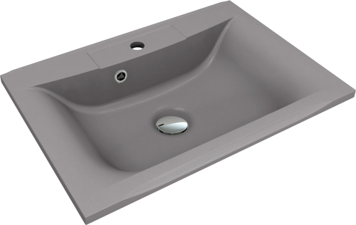 Раковина из искусственного камня Florentina Прима 650 10.010.00650.307 70х50 накладная цвет серый 1 отверстие под смеситель