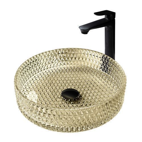 Раковина стеклянная Abber GLAS AK2301GG 40х40 накладная цвет золото без отверстий под смеситель