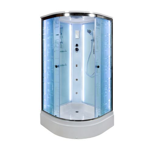 Душевая кабина AvaCan EM2790LED+GM 90х90 четверть круга с крышей ориентация универсальная