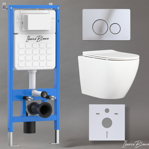 Комплект унитаз с инталляцией и клавишей смыва Iberica Blanca BILBAO ALTO IB001.BLA.231.8131