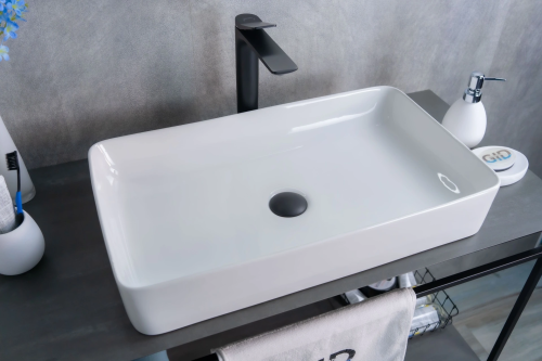 Раковина керамическая Gid Geométrico 51140 60х30 накладная цвет белый без отверстий под смеситель