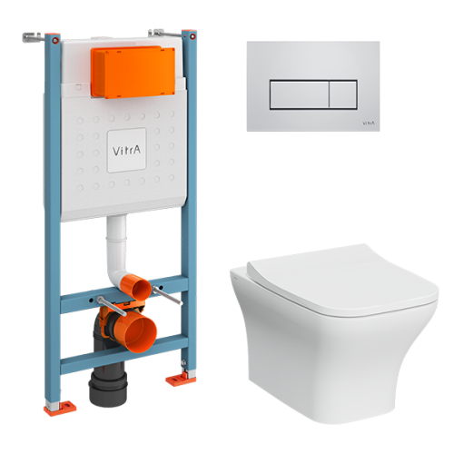 Комплект унитаз с инсталляцией и клавишей смыва Vitra Zentrum Square 9875B003-7201