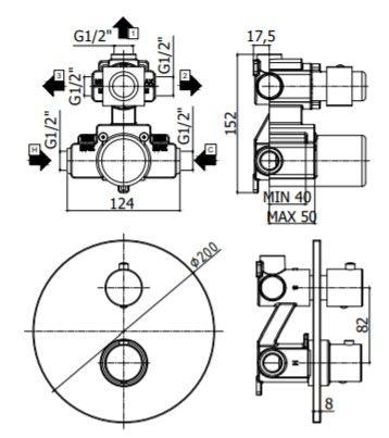 Смеситель для ванны с душем Paffoni Light LIQ019BO встраиваемый в стену белый с термостатом - фото 2
