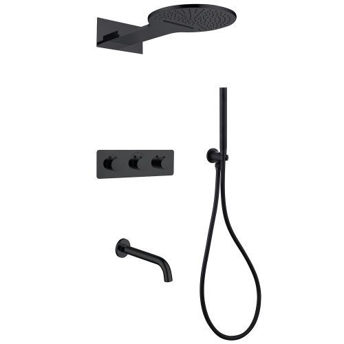 Душевая система Abber AF8150B встраиваемая в стену цвет черный с термостатом