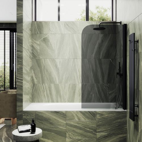 Душевая шторка на ванну Maybah Glass MGV-618-6 70х140 стекло тонированное профиль черный ориентация универсальная