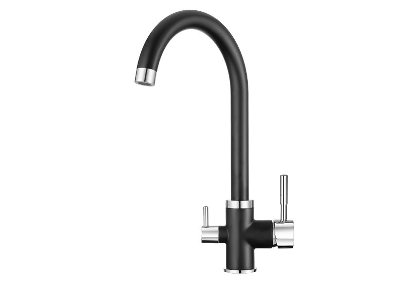 Смеситель для кухни Granula 2168, ТУРМАЛИН на мойку черный