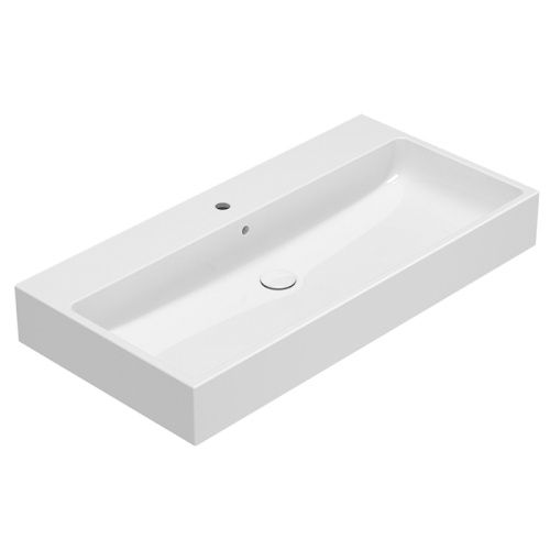 Раковина керамическая Globo Le Pietre SCQ100.BI 100 см накладная цвет белый 1 отверстие под смеситель